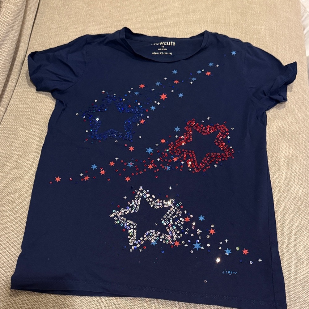 J. Crew Kids Starry Tee - Navy with Red, Blue, and White